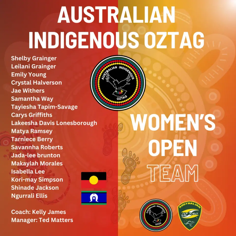 AIO Women's Opens 2024 team announcement card listing the players